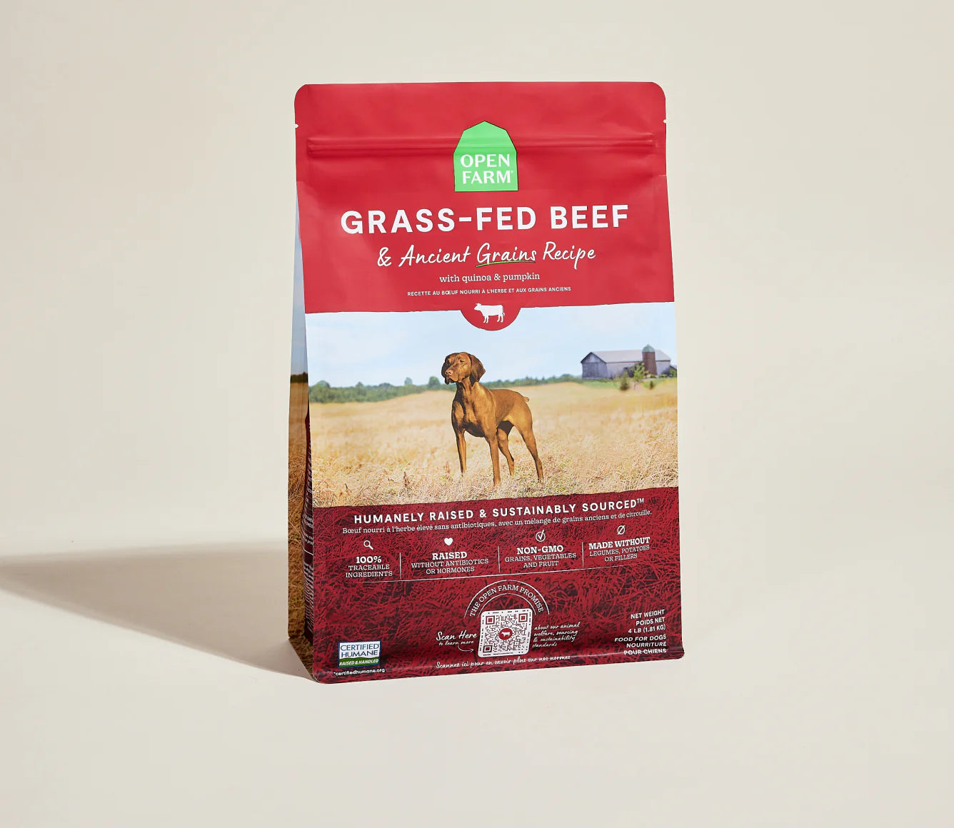 Open Farm Ancient Grains Kibble, Grass-Fed Beef
