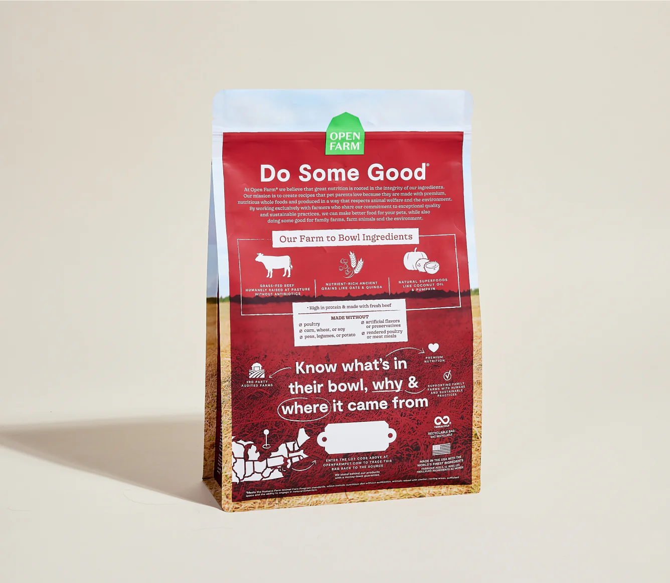 Open Farm Ancient Grains Kibble, Grass-Fed Beef