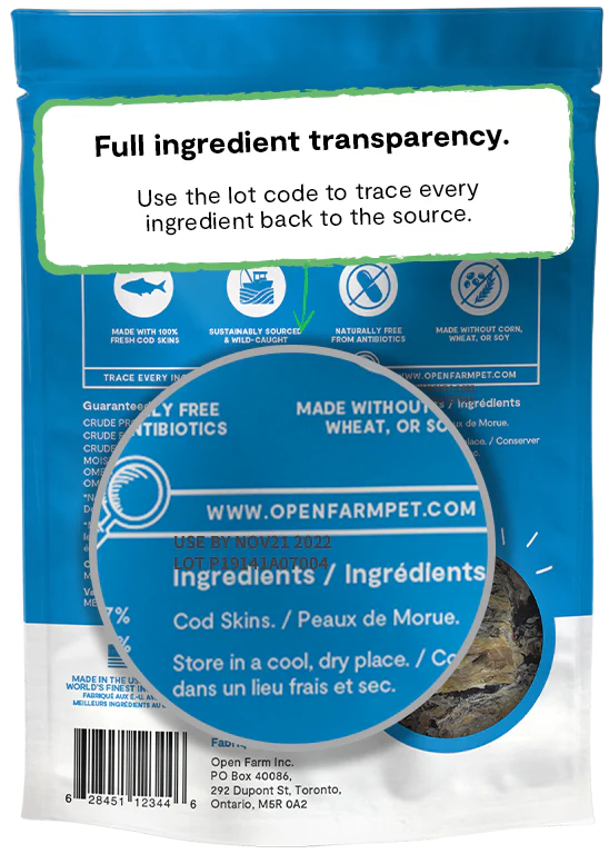 Open Farm Dehydrated Treats, Cod Skins