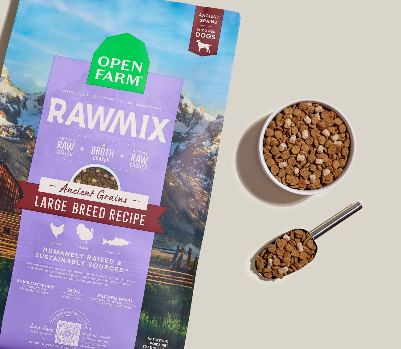 Open Farm RawMix with Ancient Grains Kibble, Large Breed