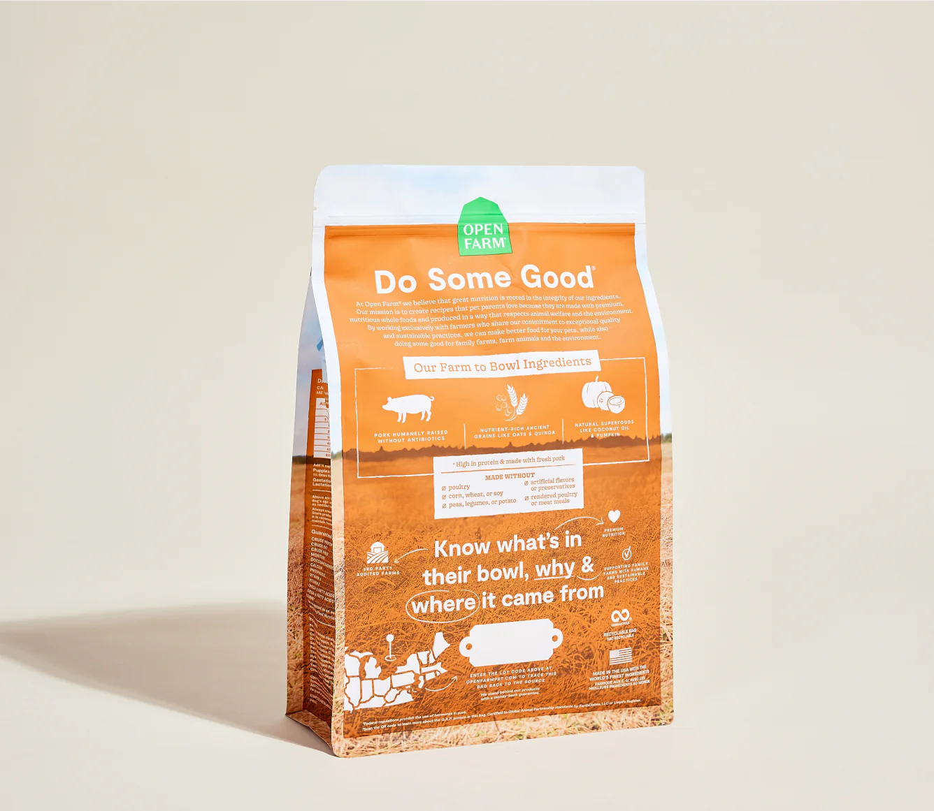 Open Farm Ancient Grains Kibble, Farmer's Table Pork