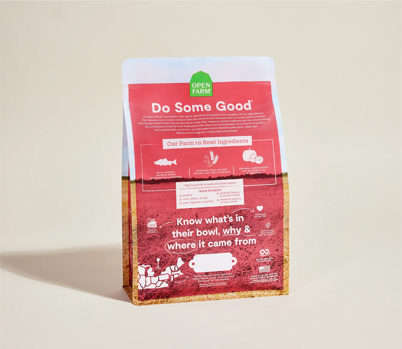 Open Farm Ancient Grains Kibble, Wild-Caught Salmon