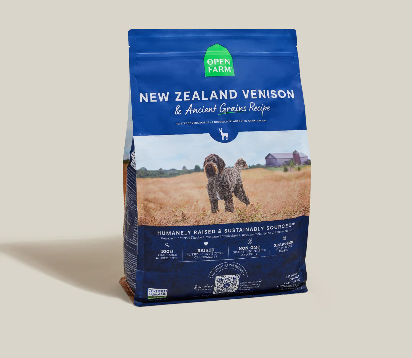 Open Farm Ancient Grains Kibble, New Zealand Venison