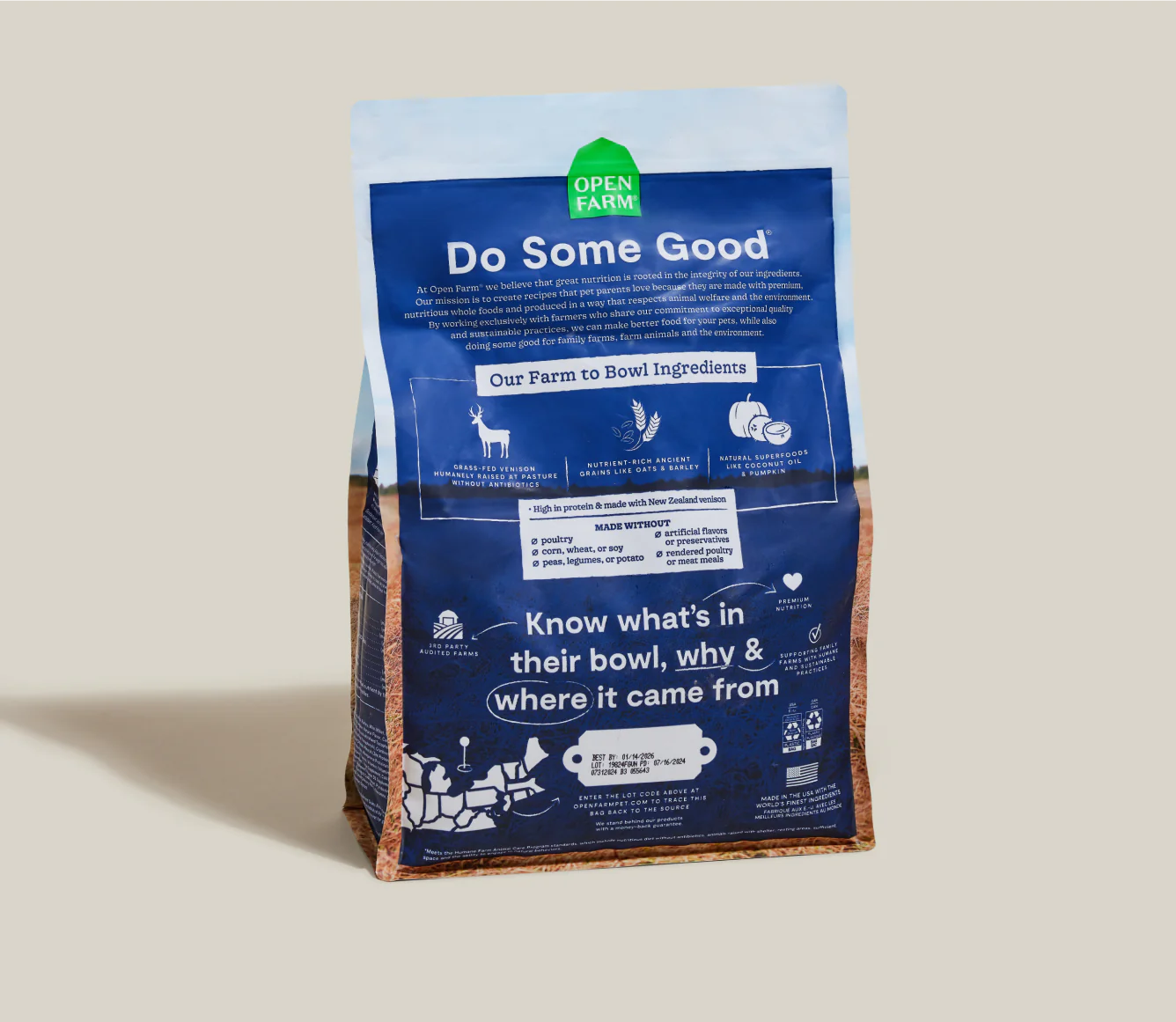Open Farm Ancient Grains Kibble, New Zealand Venison